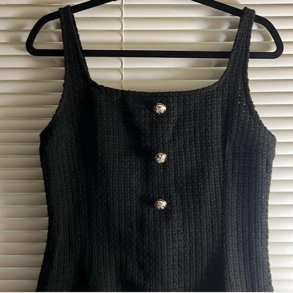 Black Sleeveless Tweed Dress with pleated hem.  Estimated Size S.  Brand new. - Picture 5 of 8